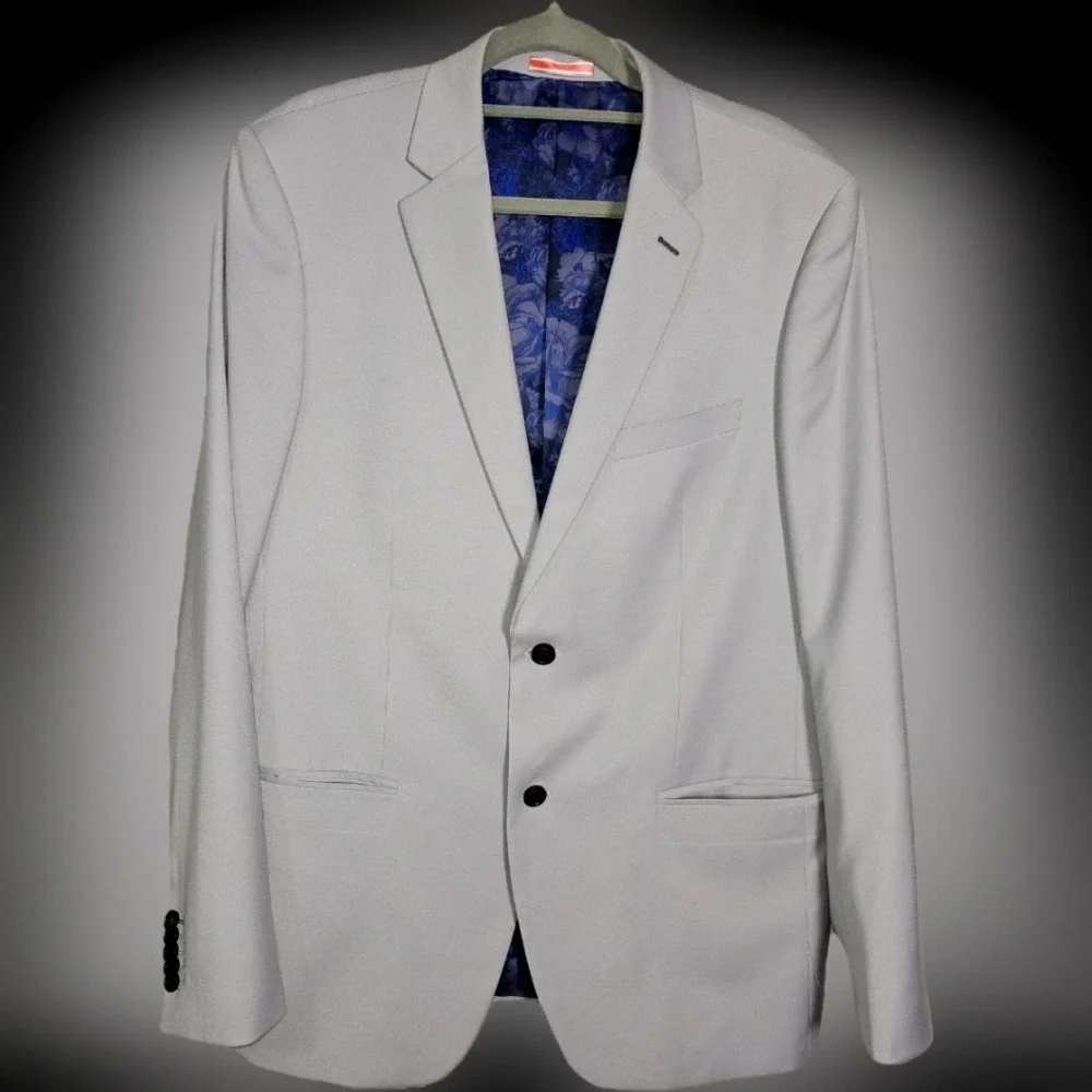Men's Soul of London Sport Coat Size 44 Tall, Grey with Blue Lining